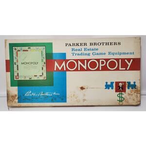 Vintage Monopoly Board Game by Parker Brothers 1961 Classic Original PRE-OWNED